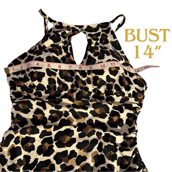 Ellen Tracy Brown and Black One Piece Swimsuit with Cheetah Print - Picture 2 of 8